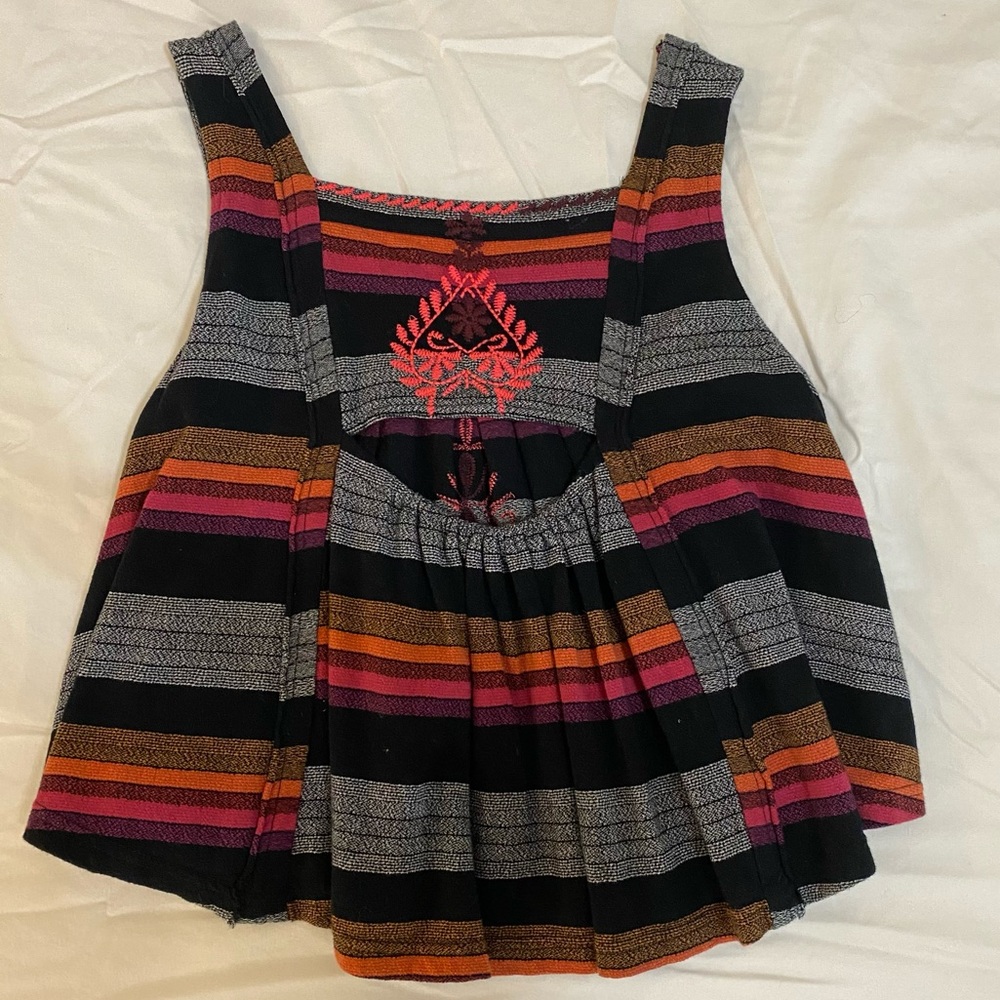 Free People Sleeveless Embroidered Smock Top